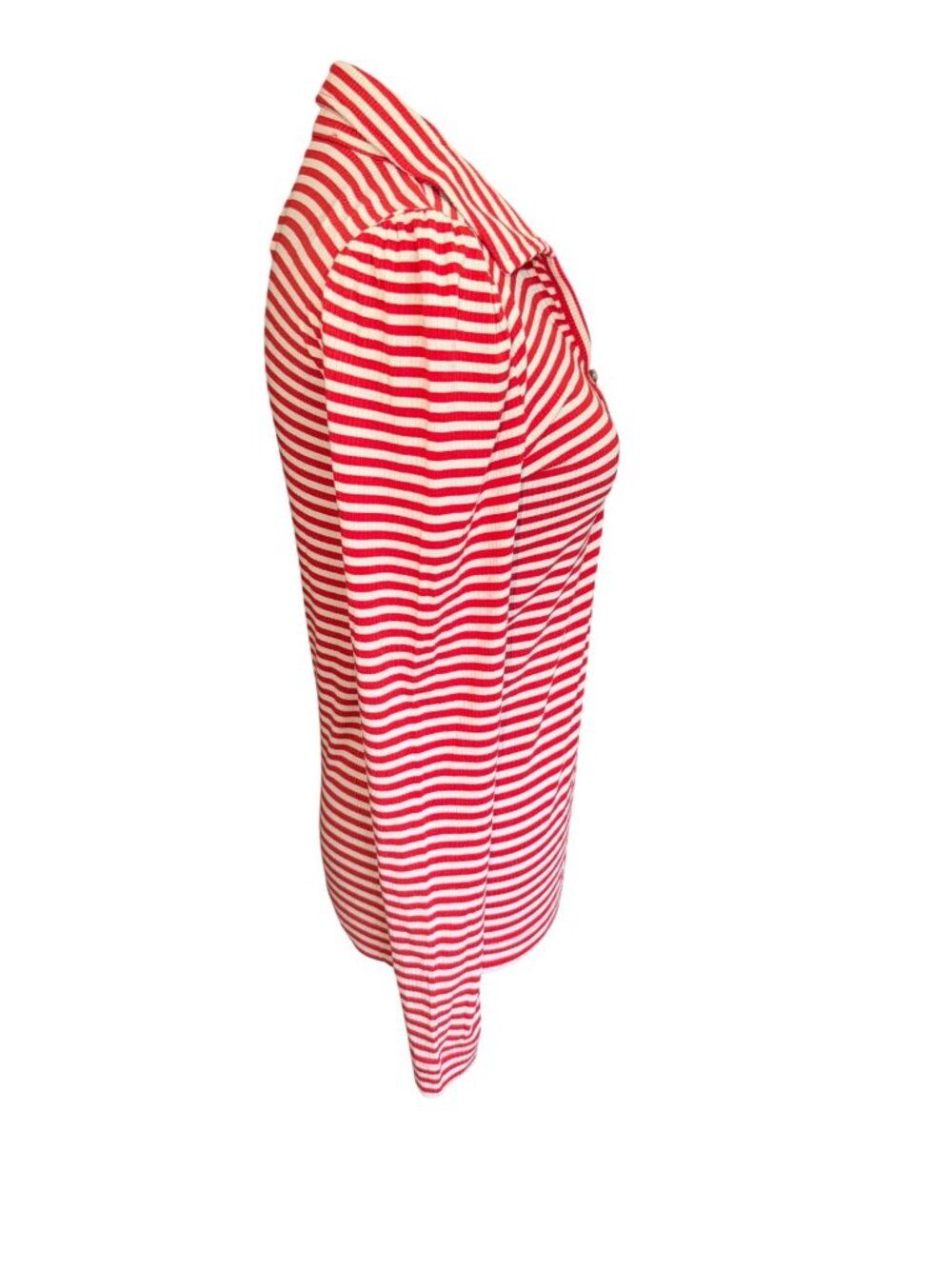 NWT LOFT Red White Striped Nautical Collar Long Sleeve Henley Casual Women Top S - Picture 4 of 9